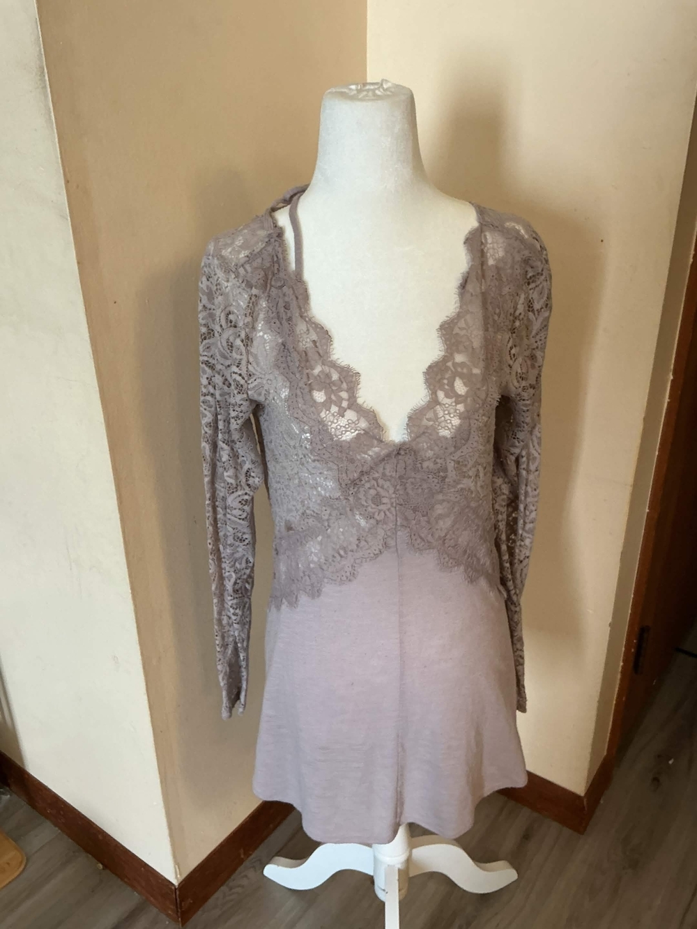 Maurices Mauve Lace-Overlay Tunic